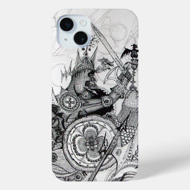 GOTHIC WARRIORS Black White Fantasy Case-Mate iPhone Case (Back)