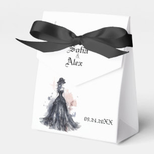 Gothic watercolor floral black wedding  favor box