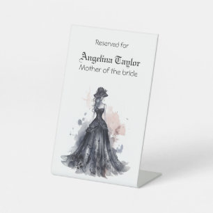 Gothic watercolor floral black wedding  pedestal sign