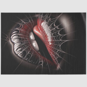 Gothic Webbed Bitten Lips Art Decoupage  Tissue Paper