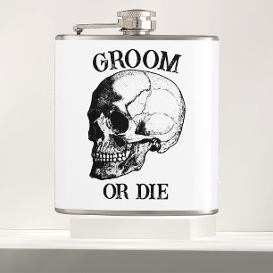 Gothic Wedding Bachelor Party Customized Skull Hip Flask