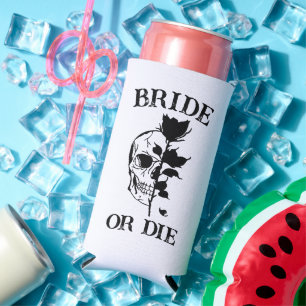 Gothic Wedding Bachelorette Party Customized Bride Seltzer Can Cooler