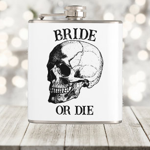 Gothic Wedding Bachelorette Party Customized Skull Hip Flask