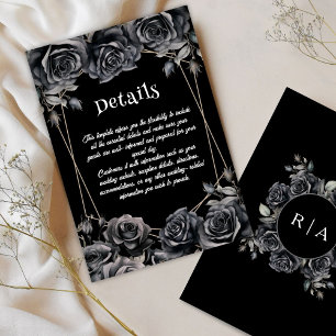 Gothic Wedding Black Dark Floral Details Cards