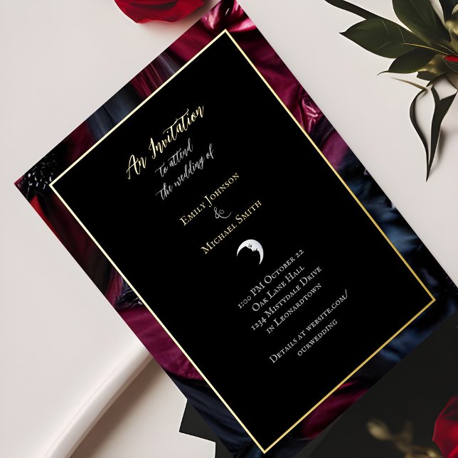 Gothic Wedding Black Red Satin Crescent Moon Gold (Creator Uploaded)