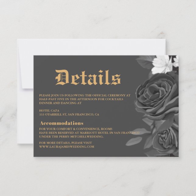 Gothic Wedding Black Rose Tarot Enclosure card (Front)