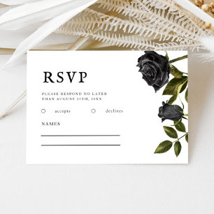 Gothic Wedding Black Roses Vintage RSVP Card