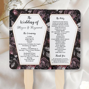 Gothic Wedding Black Vintage Coffin Program Hand Fan