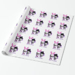 Gothic wedding couple wrapping paper<br><div class="desc">Fantasy gothic wedding couple bride and groom skulls wearing a top hat and pink bunny rabbit ears. Customize the background colour of the plain white colour from a range of over 200 colours.</div>