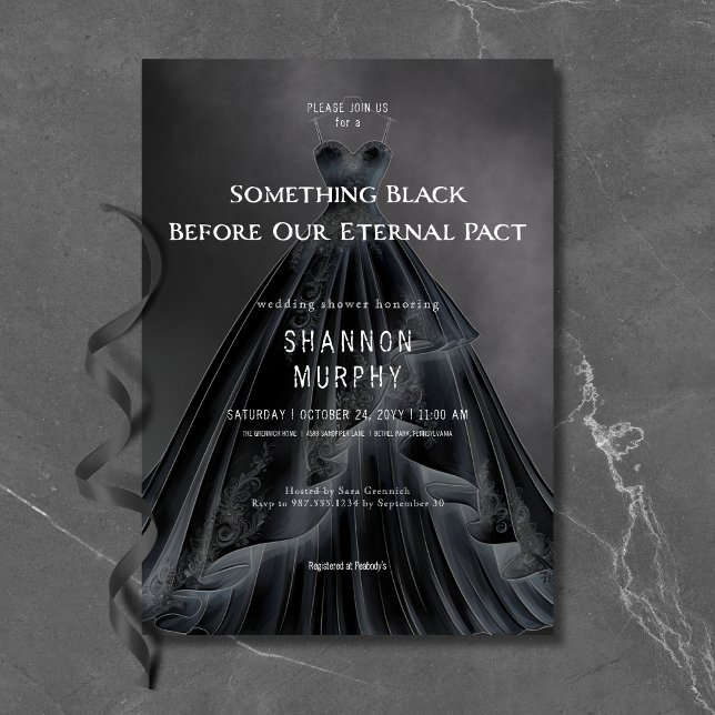 Gothic Wedding Dress Something Black Bridal Shower Invitation (Gothic Wedding Dress Something Black Bridal Shower Invitation)