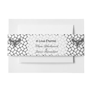 Gothic Wedding Invitation Belly Band – Elegant Bla