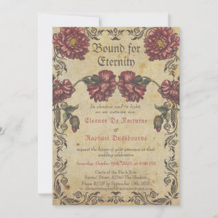 Gothic Wedding Invitation - Dark Flowers  Vintage