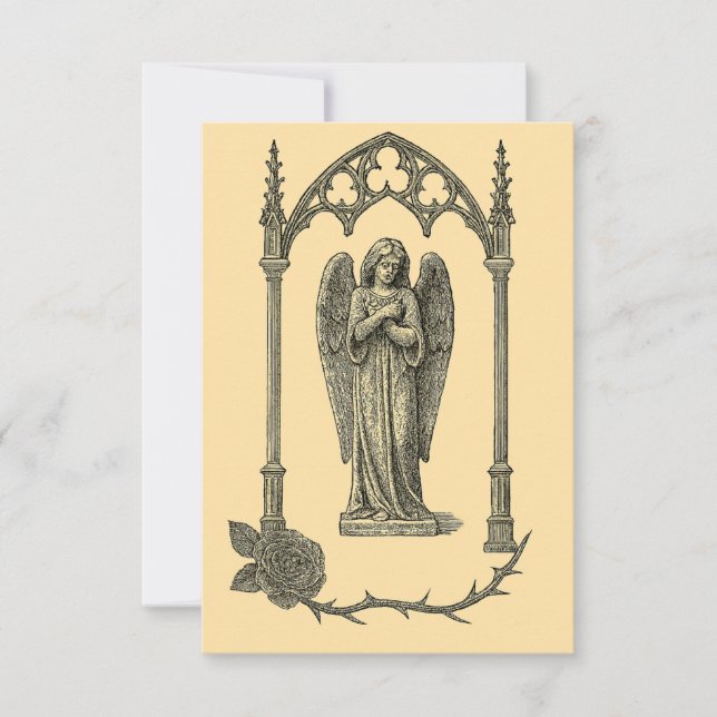 Gothic Wedding Invitation – Somber Angel (AI-Gen) (Front)