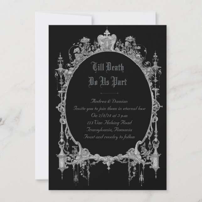 Gothic Wedding Invitation | Till Death Do Us Part  (Front)