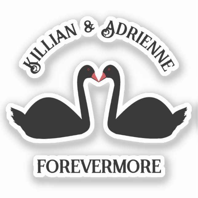 Gothic Wedding Kissing Black Swans Custom (Front)