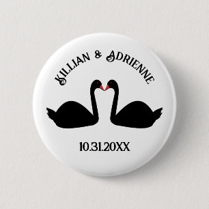 Gothic Wedding Kissing Black Swans Custom 2 Inch Round Button