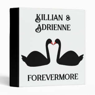 Gothic Wedding Kissing Black Swans Custom Binder