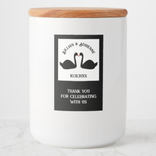 Gothic Wedding Kissing Black Swans Custom Food Label