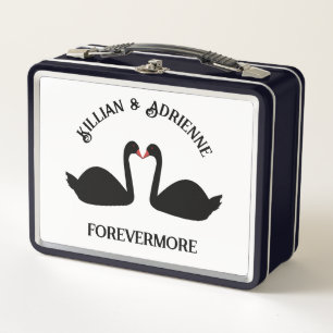 Gothic Wedding Kissing Black Swans Custom Metal Lunch Box