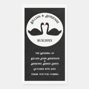 Gothic Wedding Kissing Black Swans Custom Napkin