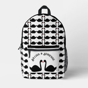 Gothic Wedding Kissing Black Swans Custom Printed Backpack