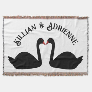 Gothic Wedding Kissing Black Swans Custom Throw Blanket