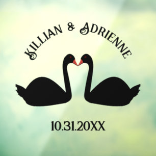 Gothic Wedding Kissing Black Swans Custom Window Cling