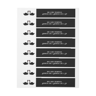 Gothic Wedding Kissing Black Swans Custom Wraparound Address Label