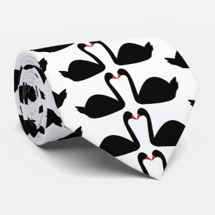 Gothic Wedding Kissing Black Swans Patterned Tie