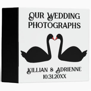 Gothic Wedding Kissing Black Swans Photo Album Binder