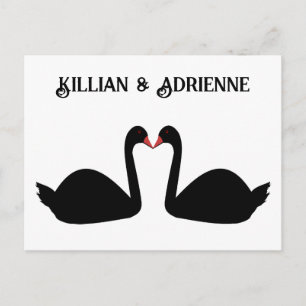 Gothic Wedding Kissing Black Swans Postcard