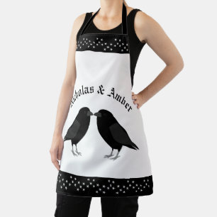Gothic Wedding Kissing Ravens Custom Apron