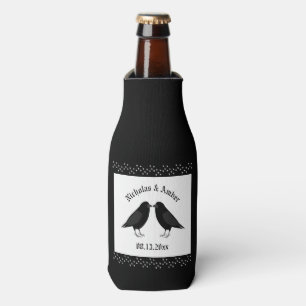 Gothic Wedding Kissing Ravens Custom Bottle Cooler