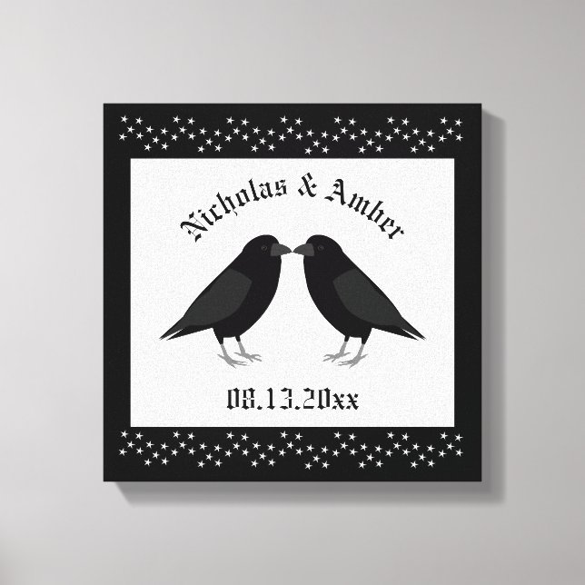 Gothic Wedding Kissing Ravens Custom Canvas Print (Front)