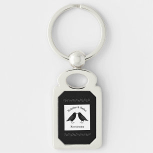 Gothic Wedding Kissing Ravens Custom Keychain