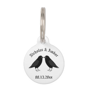 Gothic Wedding Kissing Ravens Custom Pet Tag