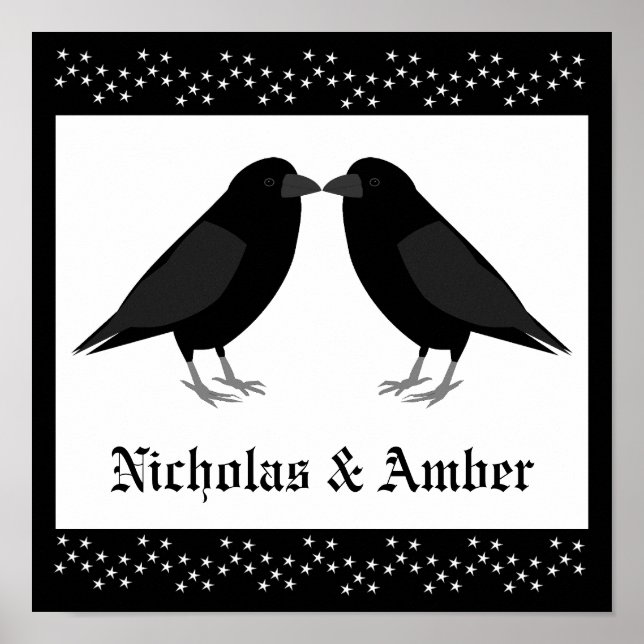Gothic Wedding Kissing Ravens Custom Poster (Front)