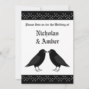 Gothic Wedding Kissing Ravens Custom Wedding Invitation
