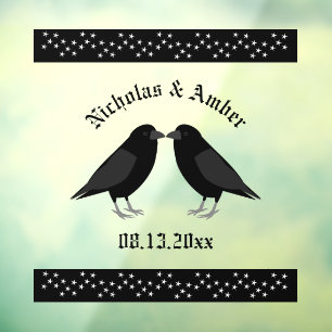 Gothic Wedding Kissing Ravens Custom Window Cling