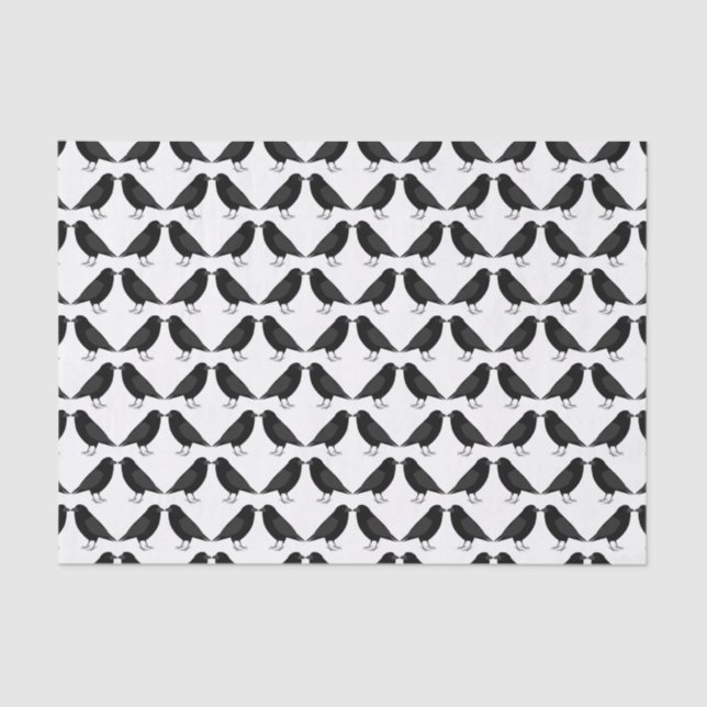 Gothic Wedding Kissing Ravens Patterned Tissue Paper (Front)