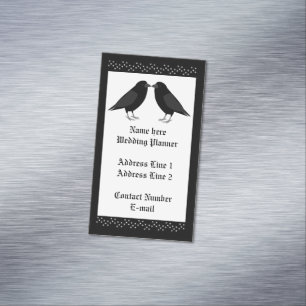 Gothic Wedding Kissing Ravens Wedding Planner Magnetic Business Card