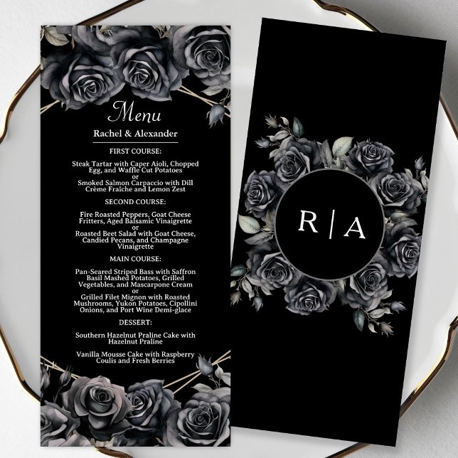 Gothic Wedding Menu Dark Black Floral Gothic Menu (Creator Uploaded)