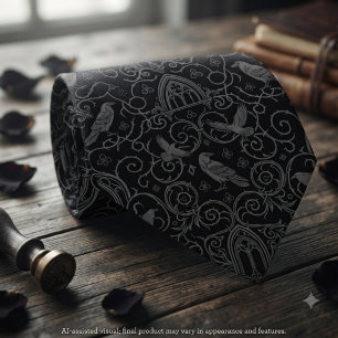 Gothic Wedding Noir Victorian Raven Aesthetic Tie