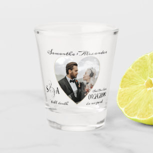 Gothic Wedding Photo Heart Till Death Do Us Part Shot Glass