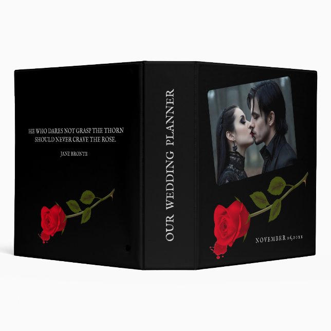 Gothic Wedding Planner Bloody Rose Photo and Quote Binder (Background)