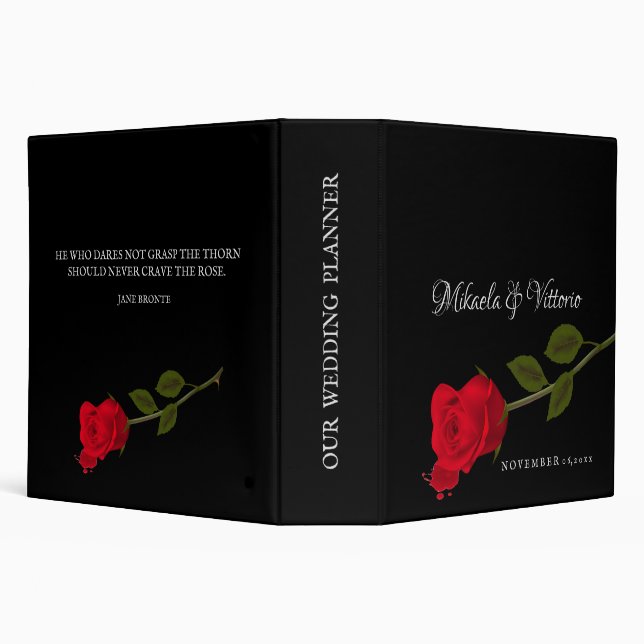 Gothic Wedding Planner Bloody Rose Photo and Quote Binder (Background)