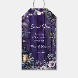 Gothic Wedding Purple Dark Floral Rustic Wood Gift Tags