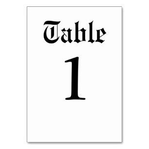 Gothic Wedding Reception Table Number