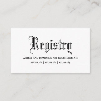 Gothic Wedding Registry  Enclosure Card