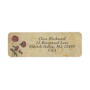 Gothic Wedding Return Address Dark Flowers Vintage